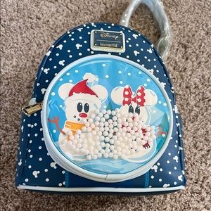 Loungefly Disney Snowman Mickey Minnie Snow Globe Mini Backpack